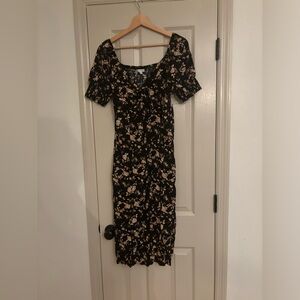 Floral Dress with smocked back and sleeves